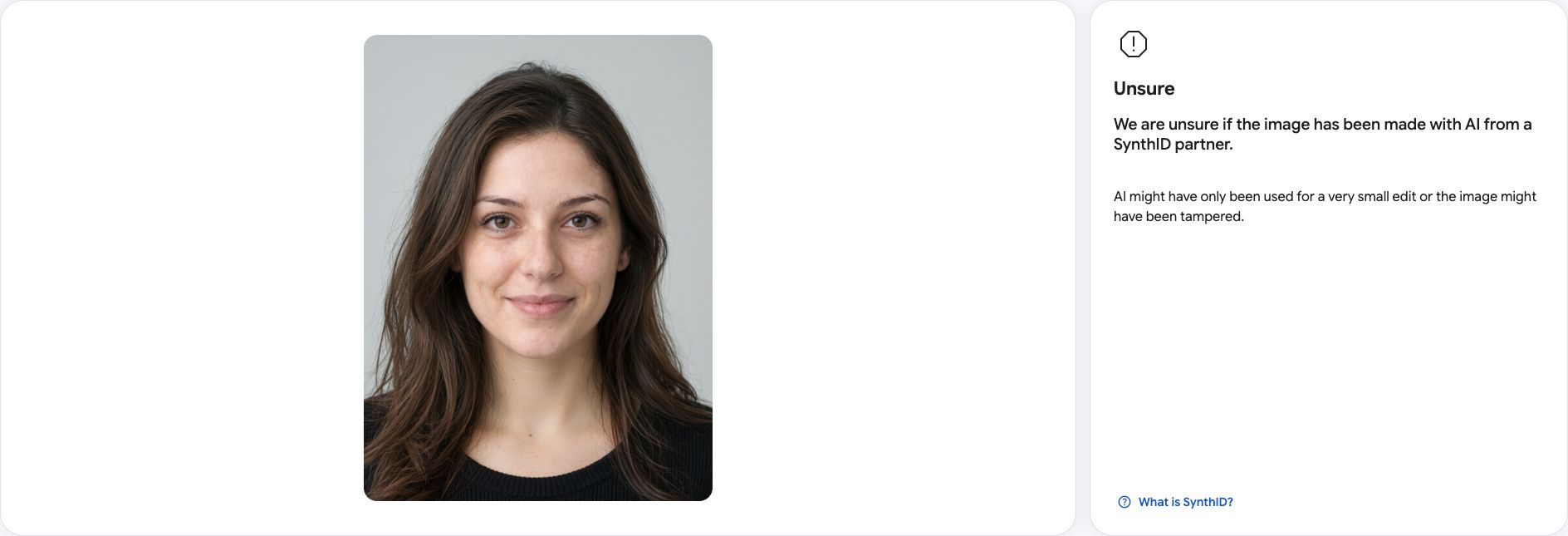 After processing: SynthID Detector is unsure whether the image was made with AI from a SynthID partner.